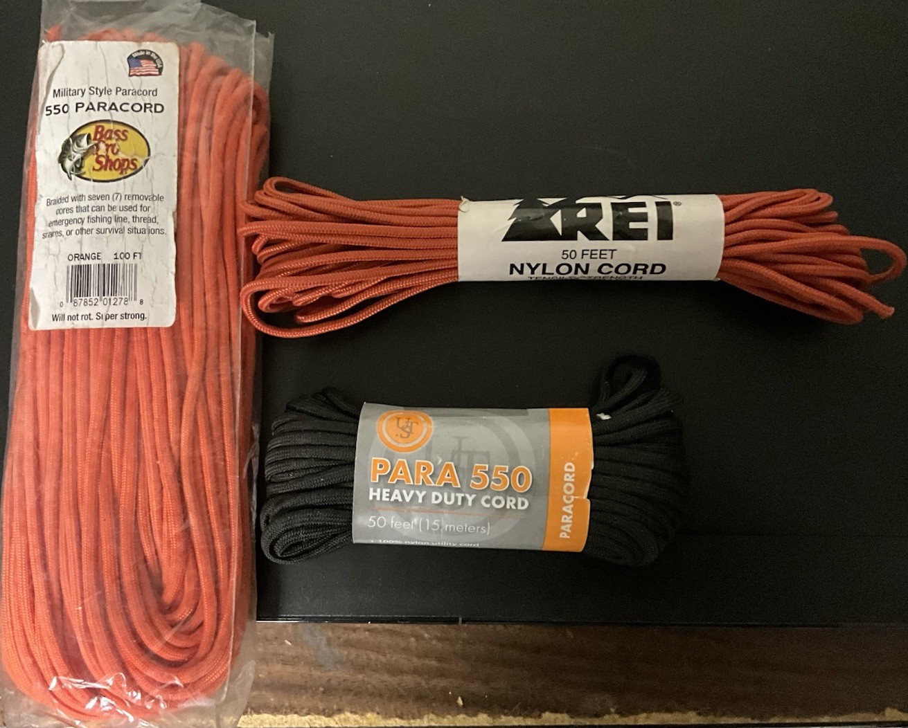 PARACORD 550 200ft (100 + 50 + 50) total UST, REI & Bass Pro Shops NEW