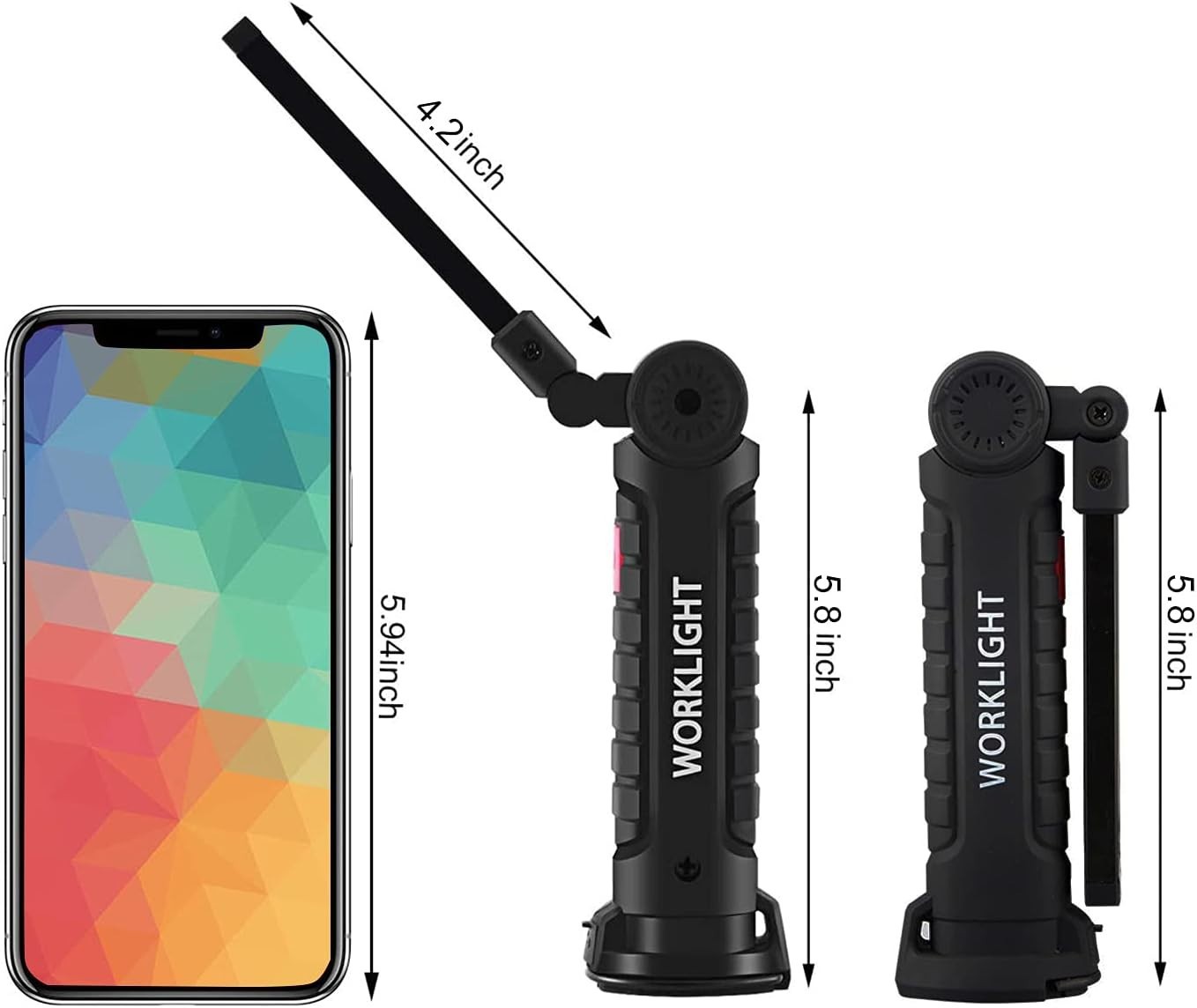 Powerful LED Work Light 2-Pack with 360° Rotation & Magnetic Base – Rechargeable