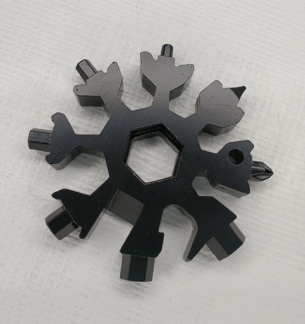 Black Snowflake Multi Tool Keychain Key Ring Gift Idea