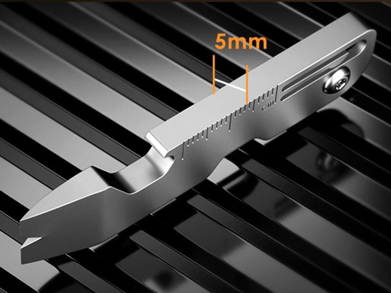 New EDC Titanium Keychain Pry Bar Crowbar Opener Ruler Knife Outdoor Multi Tools