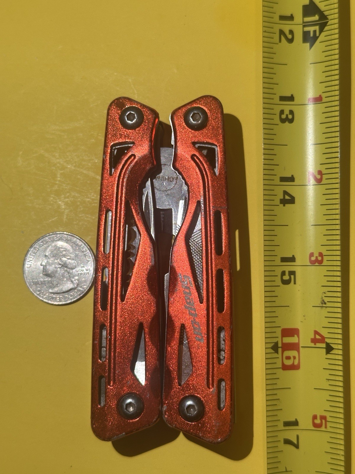 Snap-on Tool Red Stainless Steel Multi-Tool, Pliers, Knife, Screwdriver, 9 Tools