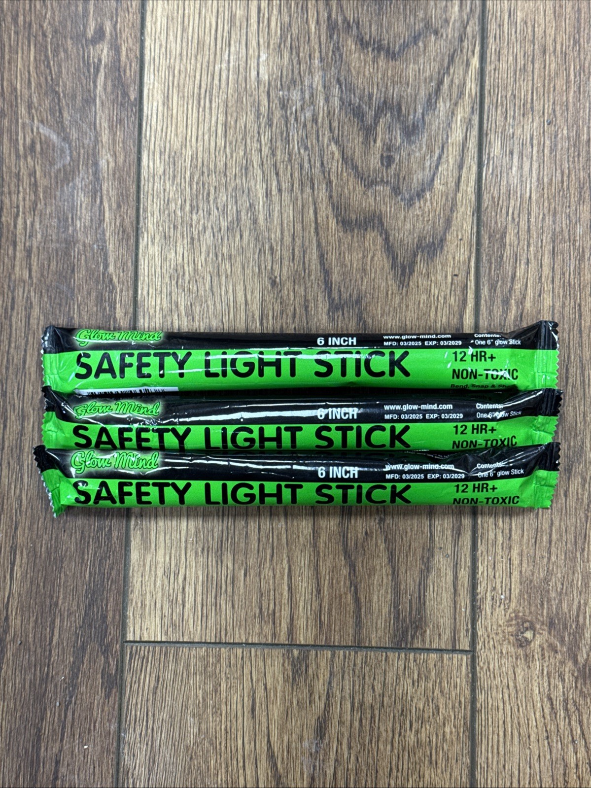 3 GLOW MIND GREEN Safety SOS Light Sticks 6in 12HR+ Non Toxic FREE SHIPPING