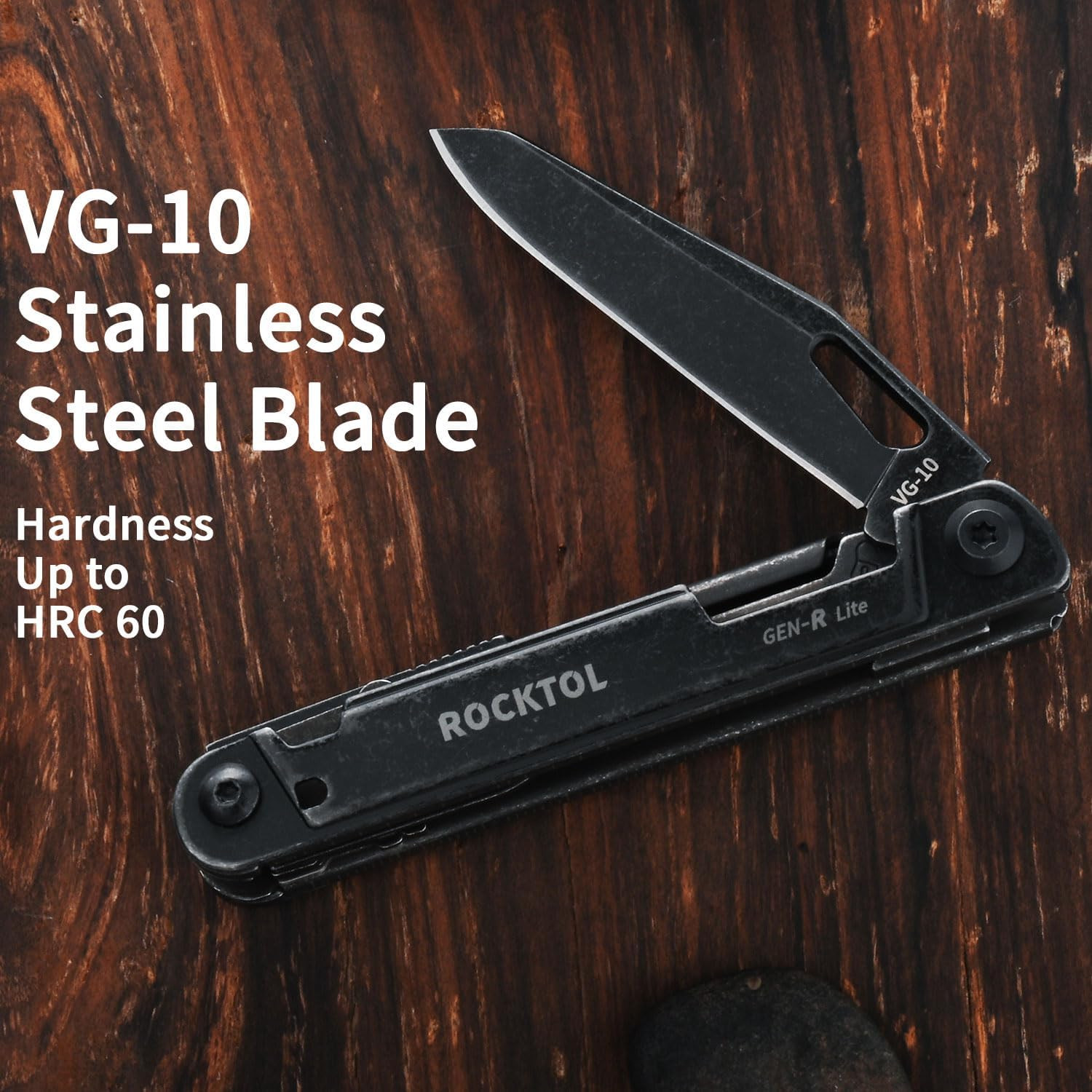 ROCKTOL Gen-R Lite Multitool, 15-in-1 EDC Pocket Knife with VG10 Blade