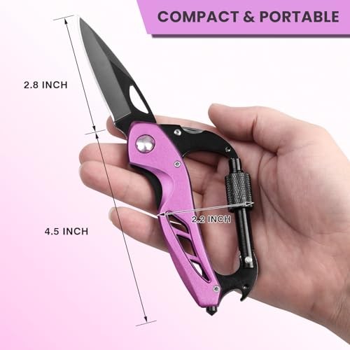 FUNBRO Pink Multitool Carabiner, Stocking Stuffers Gifts for Mom Cute Pink