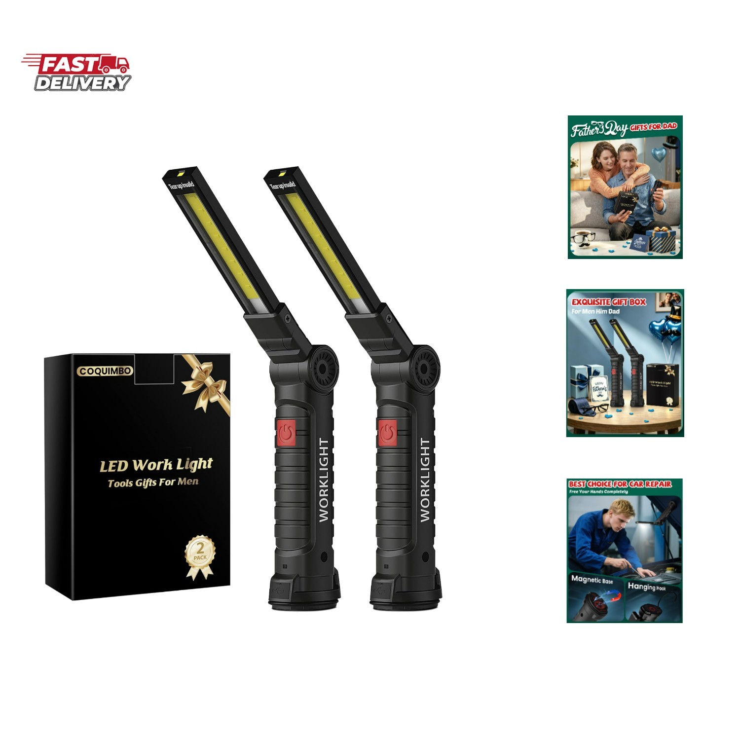 Tool Fathers Day Dad Gifts for Men Him Husband, Rechargeable LED Work Light B…
