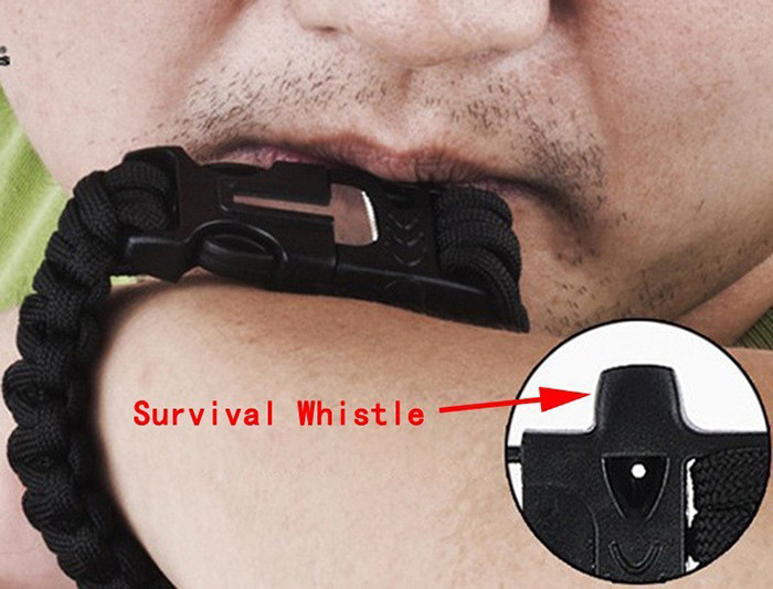 Survival Bracelet Flint Knife Whistle Compass Scraper Paracord Outdoor Camping