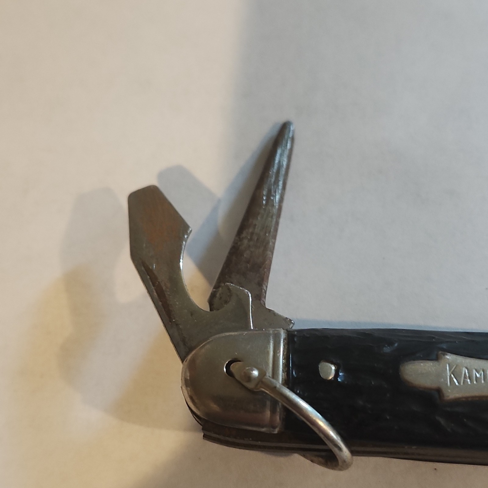 Kamp-King 3-Tool Multi-Tool Pocket Knife 3in Straight Edge SS Blade, Black