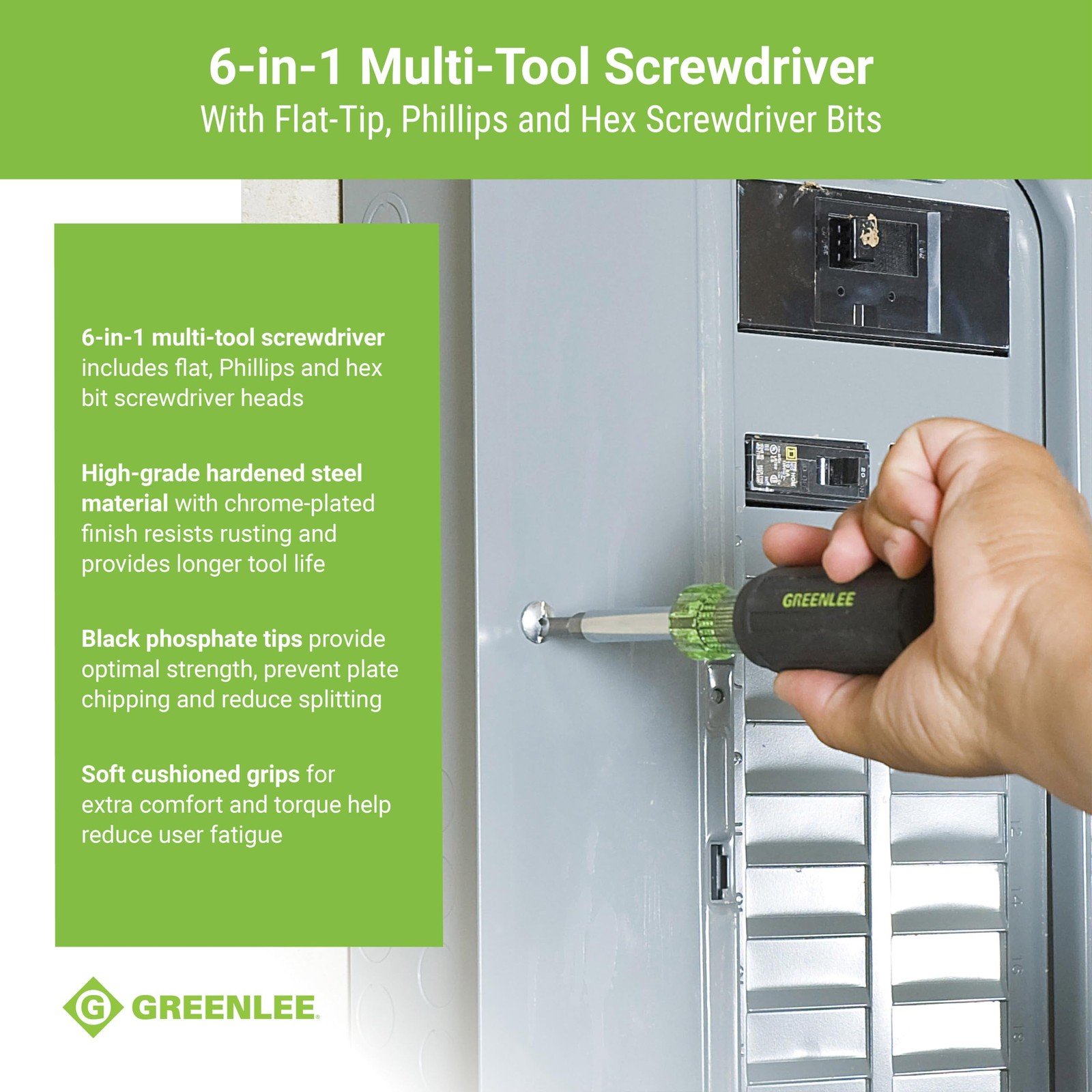 015342C 6in1 MultiTool Screwdriver with Slotted, Phillips and Hex…