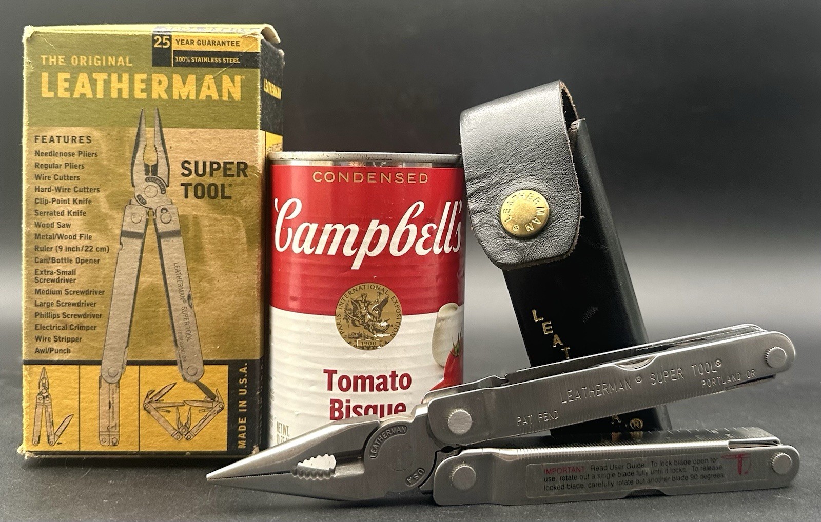 Original Leatherman Super Tool Sheath Box Portland Oregon Pat Pend Badger Meter