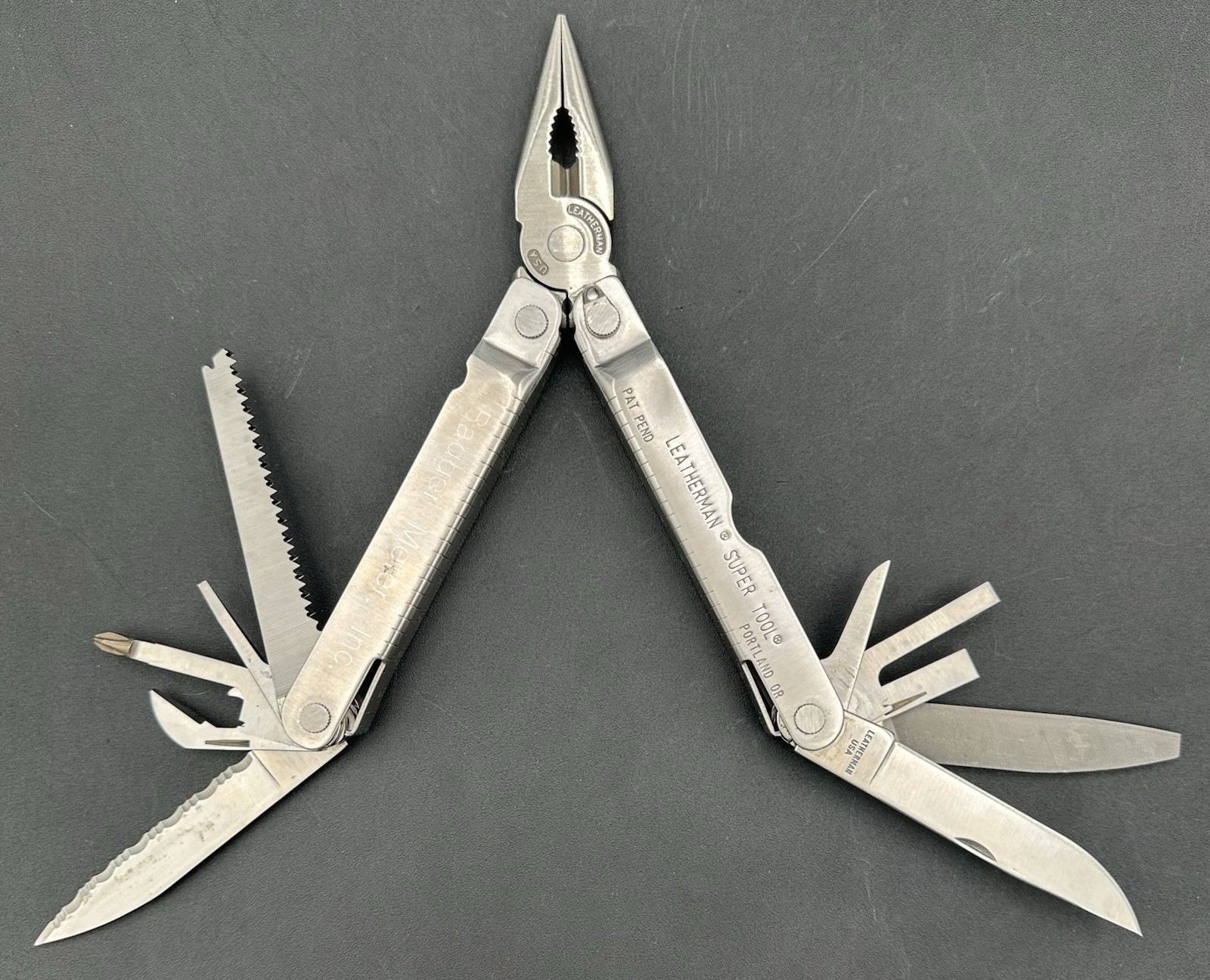 Original Leatherman Super Tool Sheath Box Portland Oregon Pat Pend Badger Meter