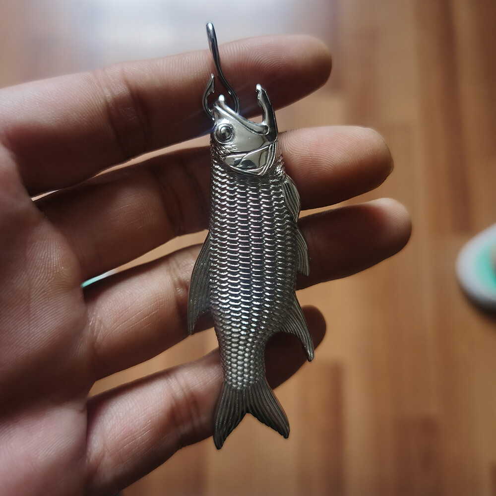 EDC Stainless Steel Creative Fish Hook Fishing Car Keychain Decoration Opener