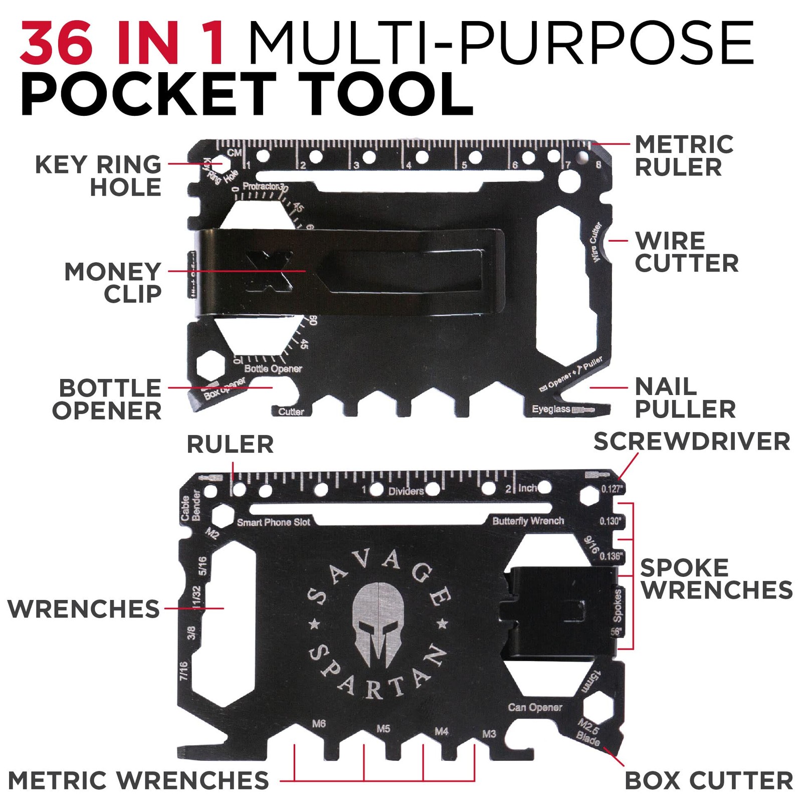Multitool Wallet | 36 in 1 Multifunctional Toolcard with Credit Money Clip & …