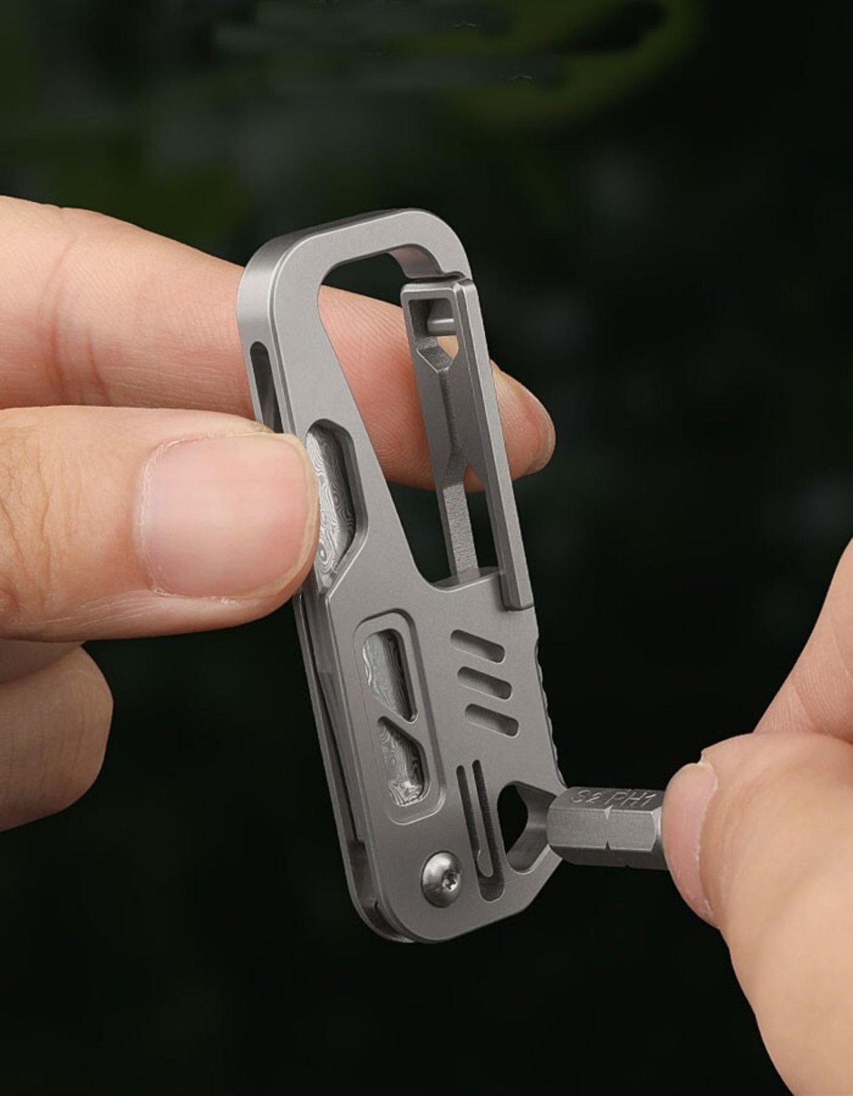 EDC Titanium Alloy Damascus Blade Keychain Outdoor Portable Folding Multi-Tools