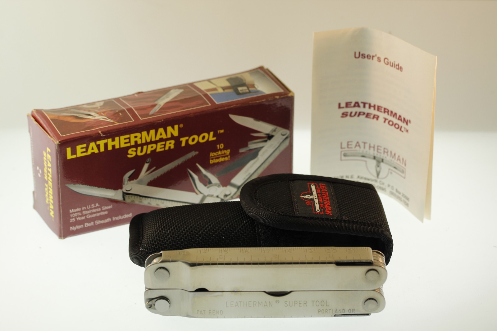 Vintage Unused Leatherman ® Super Tool ™ with Box Papers and Nylon Sheath ©1994