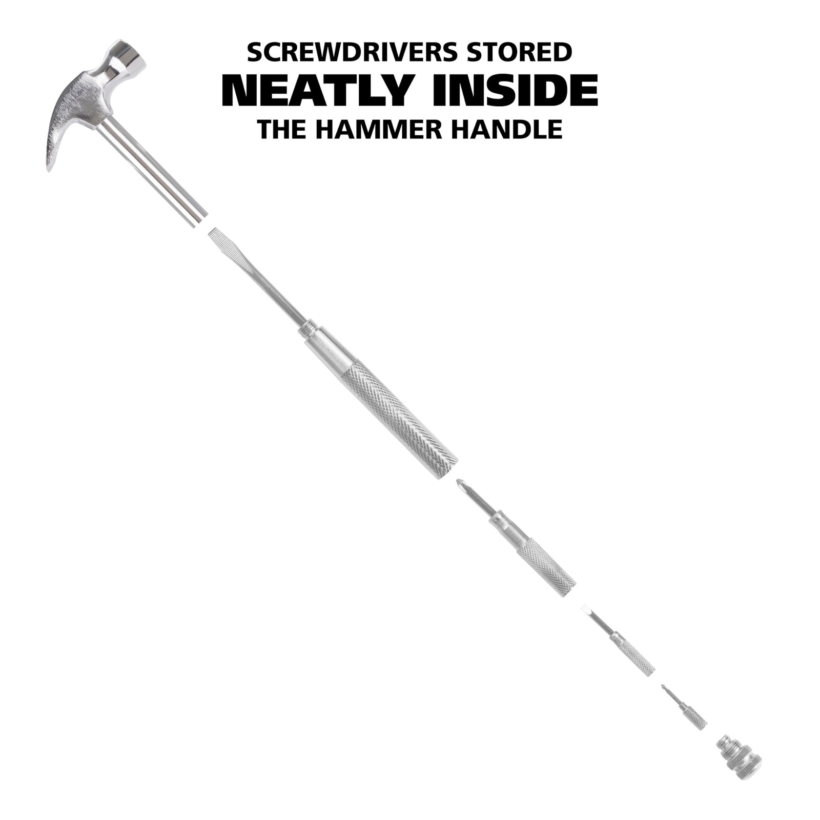 GreatNeck 5-in-1 Hammer, Built in Multitool Screwdriver, Chrome Plated to Res…