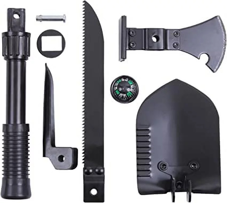 5-in-1 Camping Multi-Tool Shovel, Hatchet, Saw, Pick & Compass Set