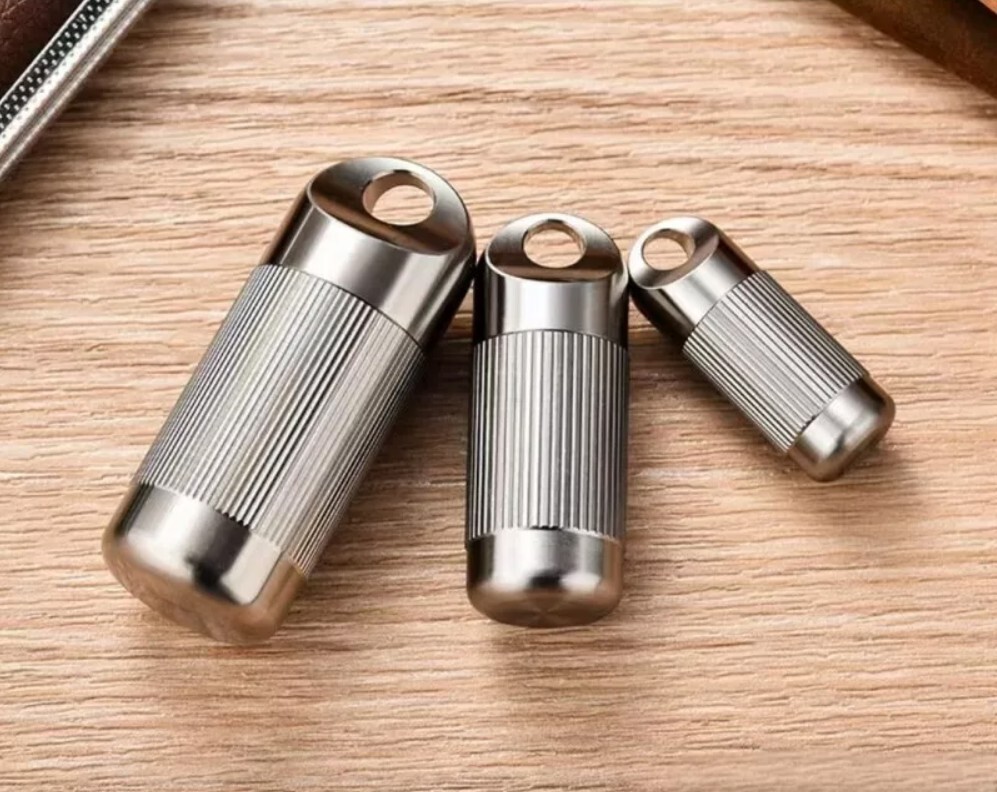 Titanium Waterproof Pill Holder Case Organizer Container Portable Keychain EDC