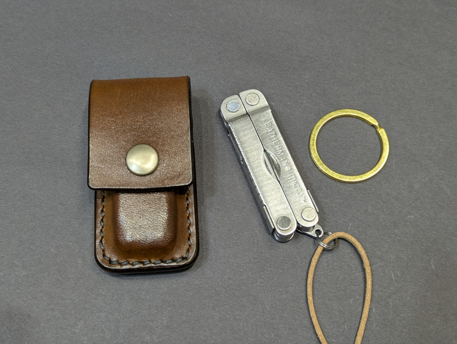 Leatherman Micra Keychain Tool w/ Custom Handmade Leather Holster