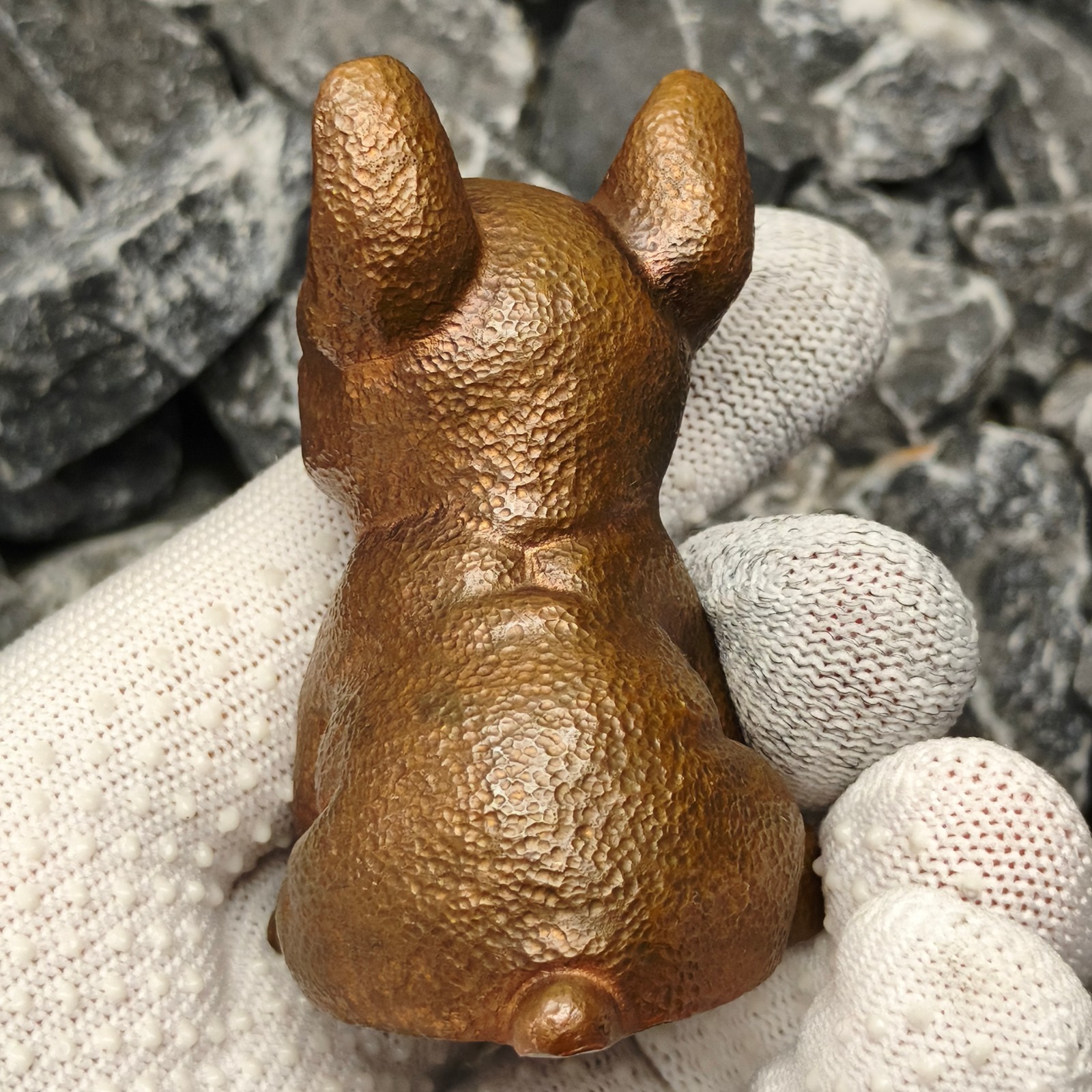 Pure copper sculpture French bulldog ornament Artwork animal statue canine dog