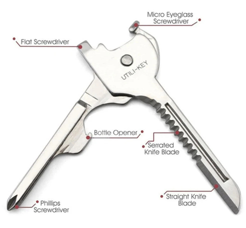 8-in-1 Multifunctional Keychain Folding Pliers Screwdriver Bottle Opener, Black
