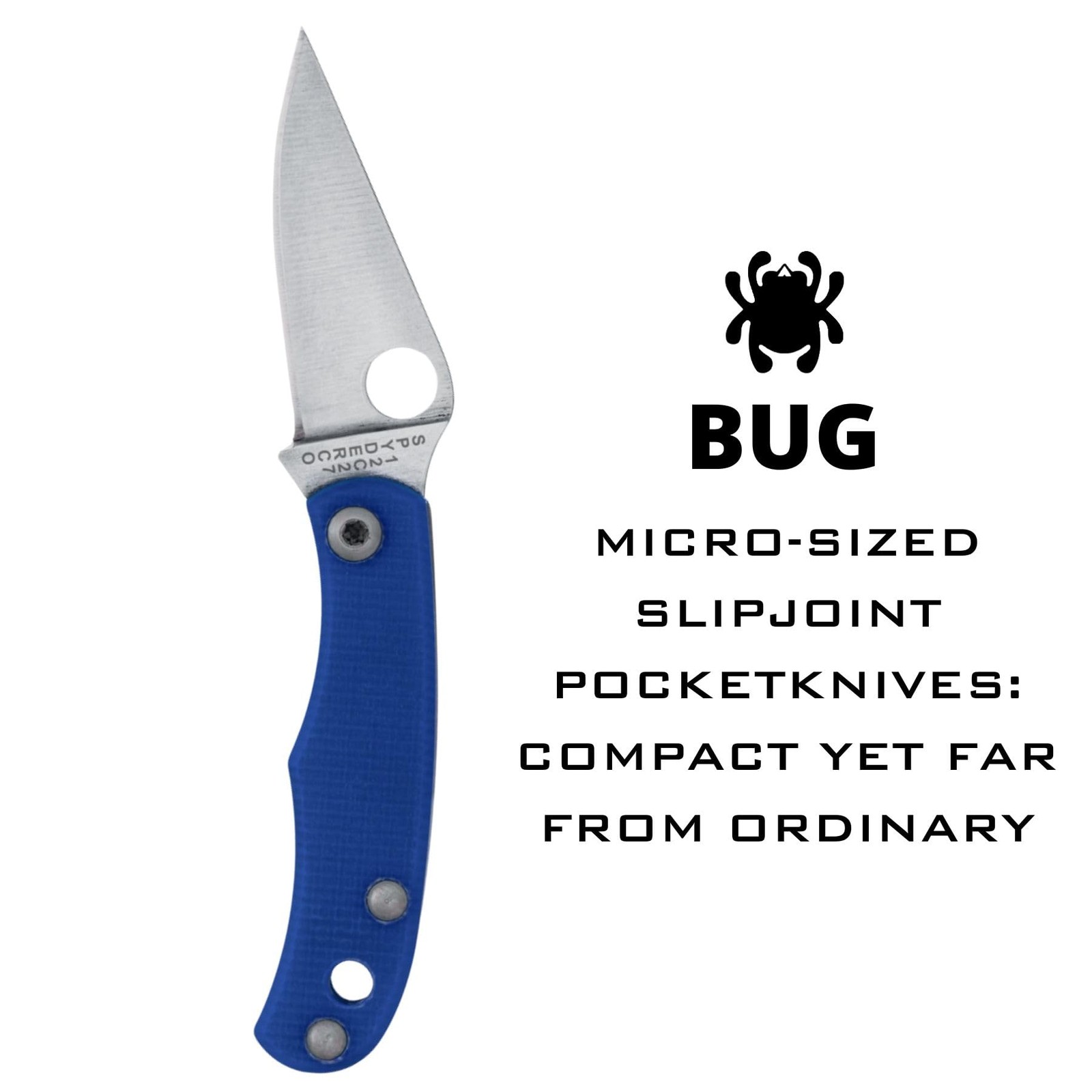 Spyderco Bug 1.2″ 12C27 Blue G10 Small Tiny Folding Pocket Knife C133GBLP