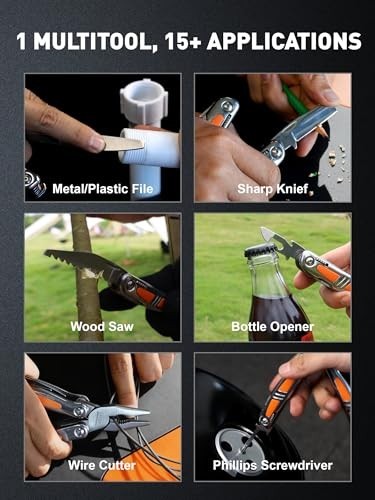 14-in-1 Multitool Pliers with Sheath | Foldable Self-Locking Multi Tool for DIY,