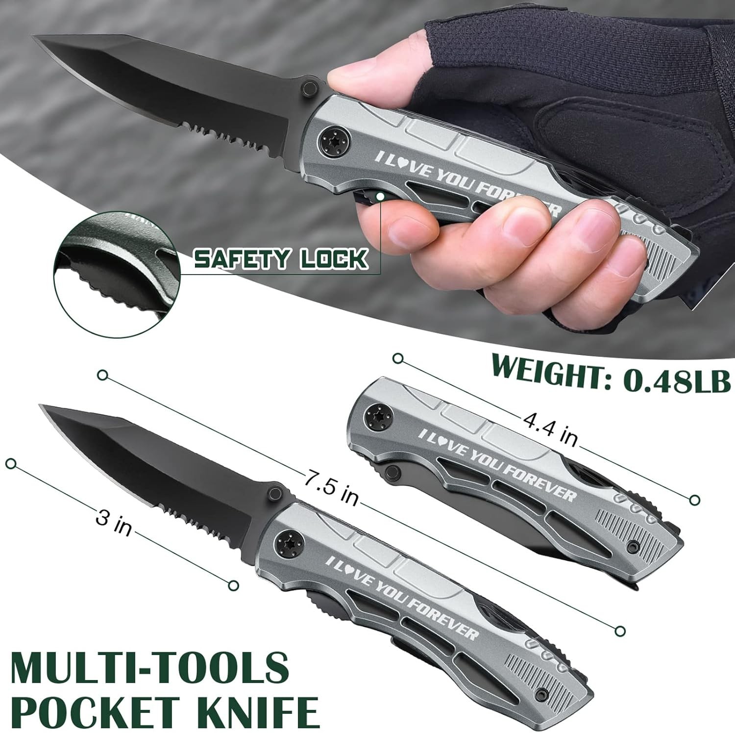 Gifts for Him Boyfriend Husband,Multitool Pocket Knife “I LOVE YOU”,Christmas Va