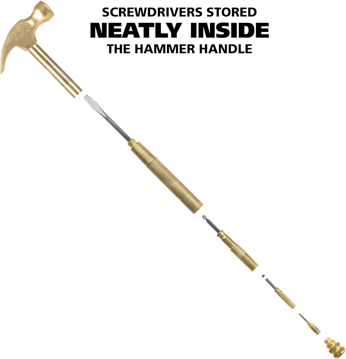 19006 5-In-1 Hammer, Mothers Day Gifts, Built in Multitool Screwdriver, Chrome P