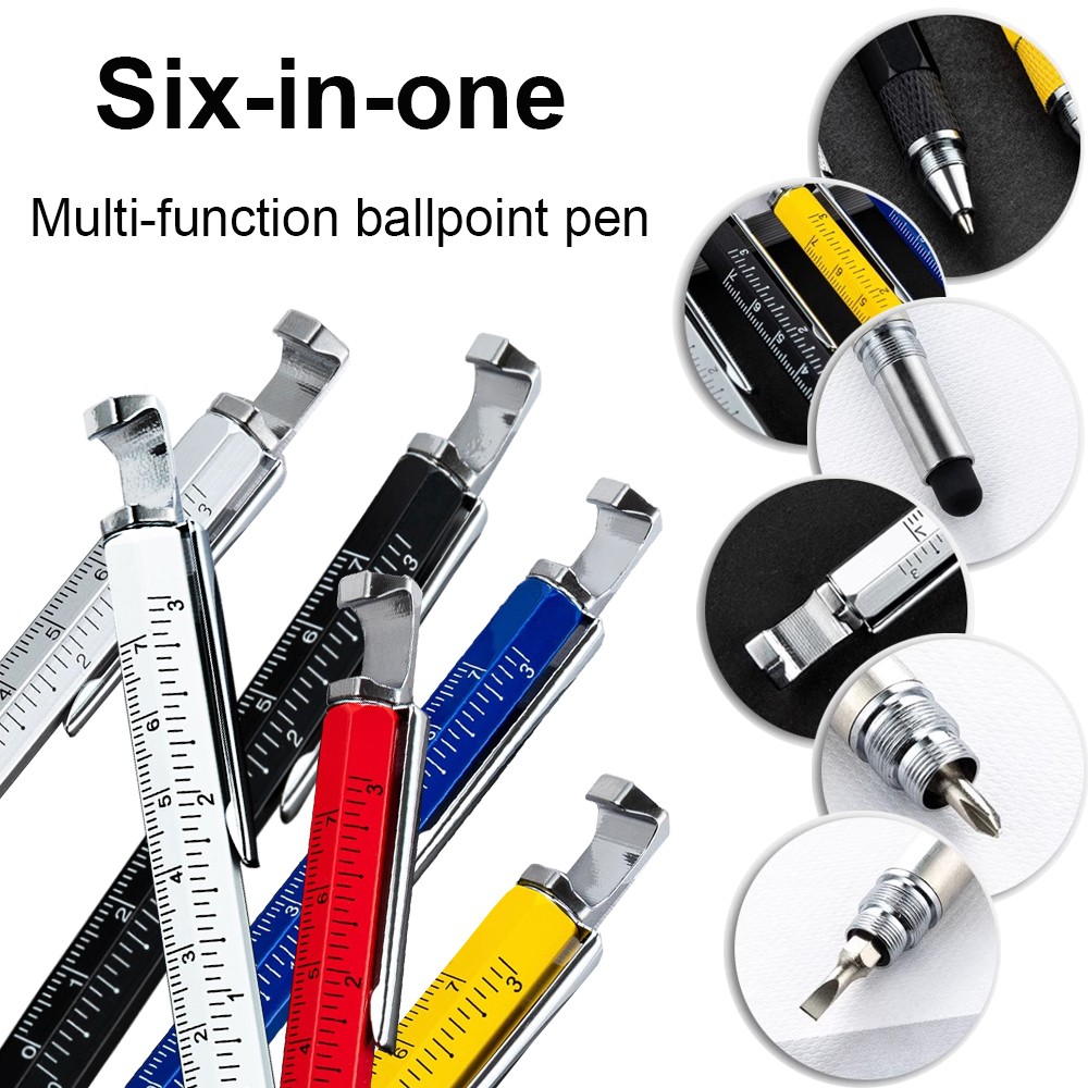 Multi-Function Pen w/ Screwdriver, Ruler, Phone Holder, Stylus ， Bottle Opener