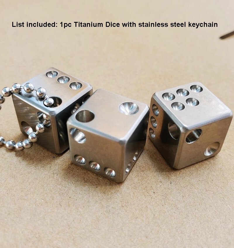 Hot Titanium Creative Dice Toy KTV Entertainment Supplies Necklace Keychain EDC