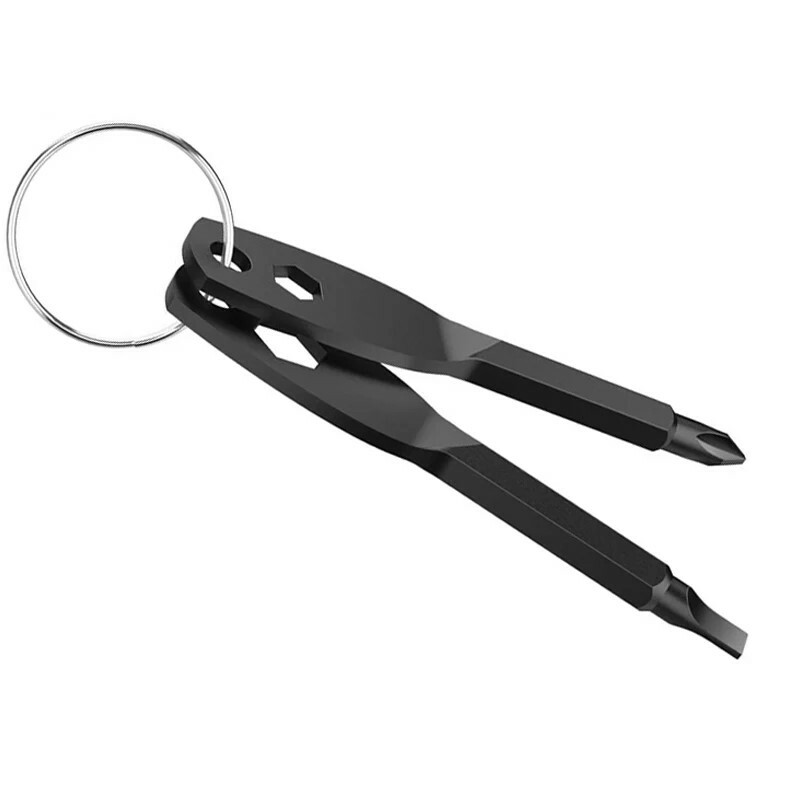 4 In 1 Screwdriver Keychain Set EDC Pocket Tool Hex Nut Wrench Key Ring