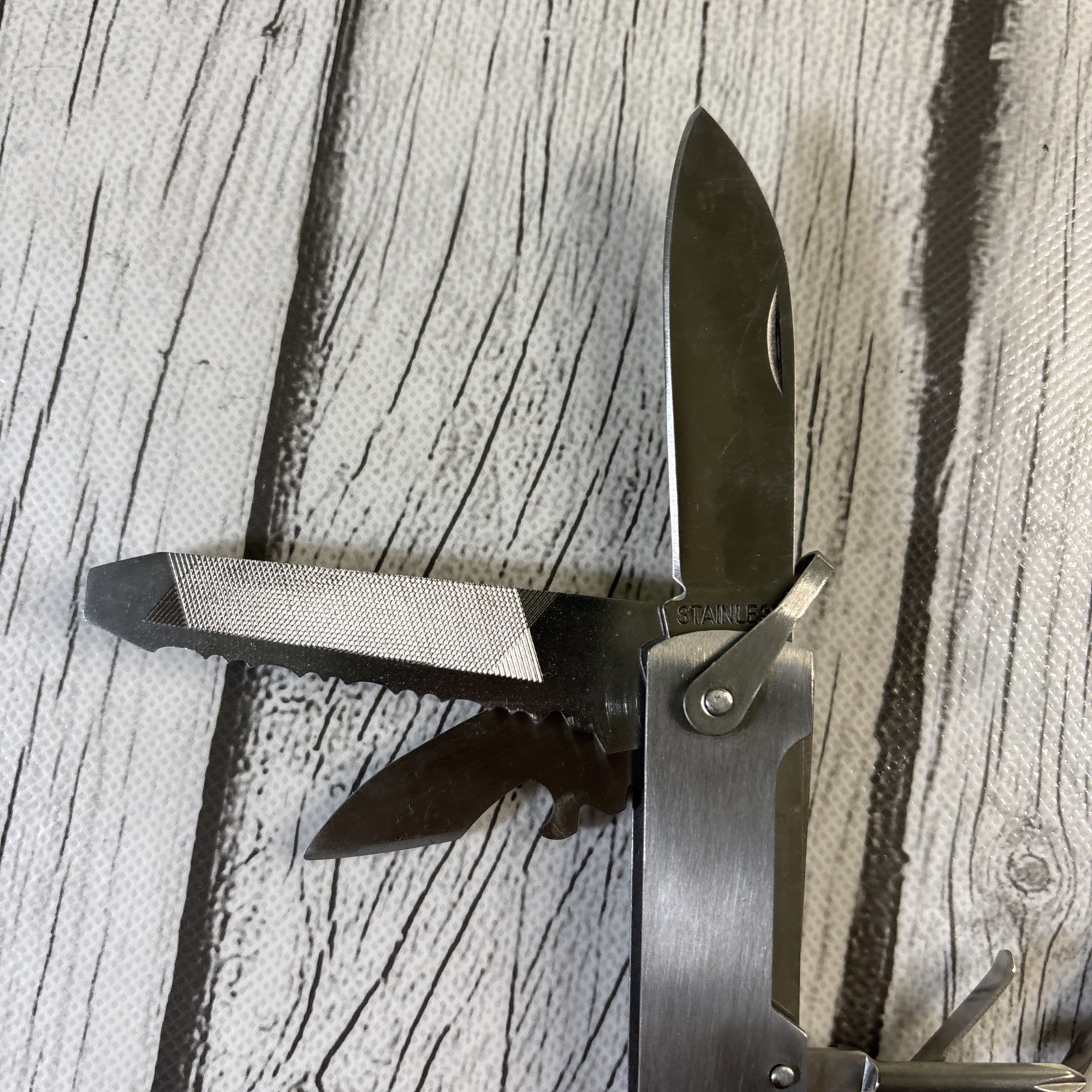 Vintage Stainless Steel Pliers Multi Utility Tool Set with Canvas Sheath.