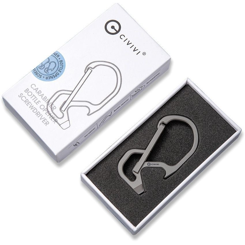 Civivi Click Gray Titanium Carabiner Bottle Opener Screwdriver Multi-Tool