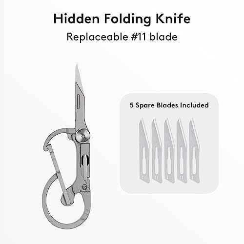 Compact Titanium Carabiner Keychain Multitool with Folding Knife & Screwdriver S