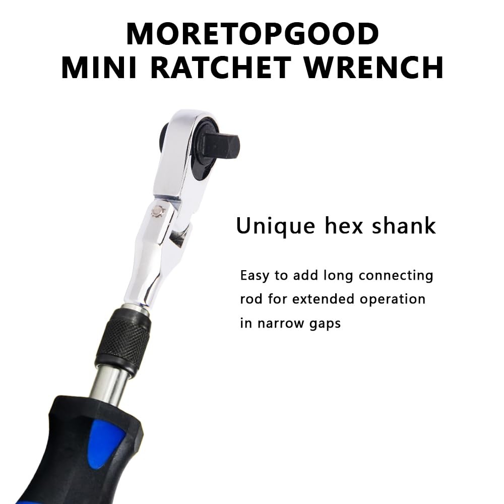 Flex Head Ratchet Wrench,2 in 1 Mini Hex Bits Adapters for Socket & Bit Drive…