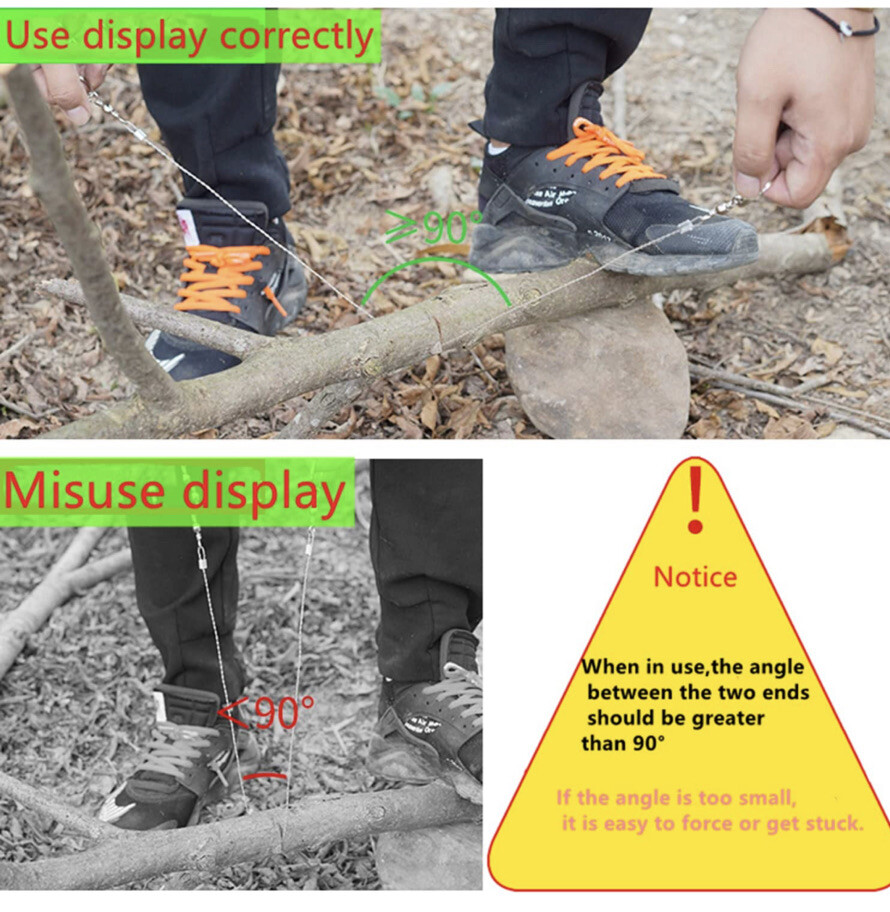 3-Pack Rope Saw Pocket Chainsaw Pocket Saw Survival Saw Wilderness Cut 360