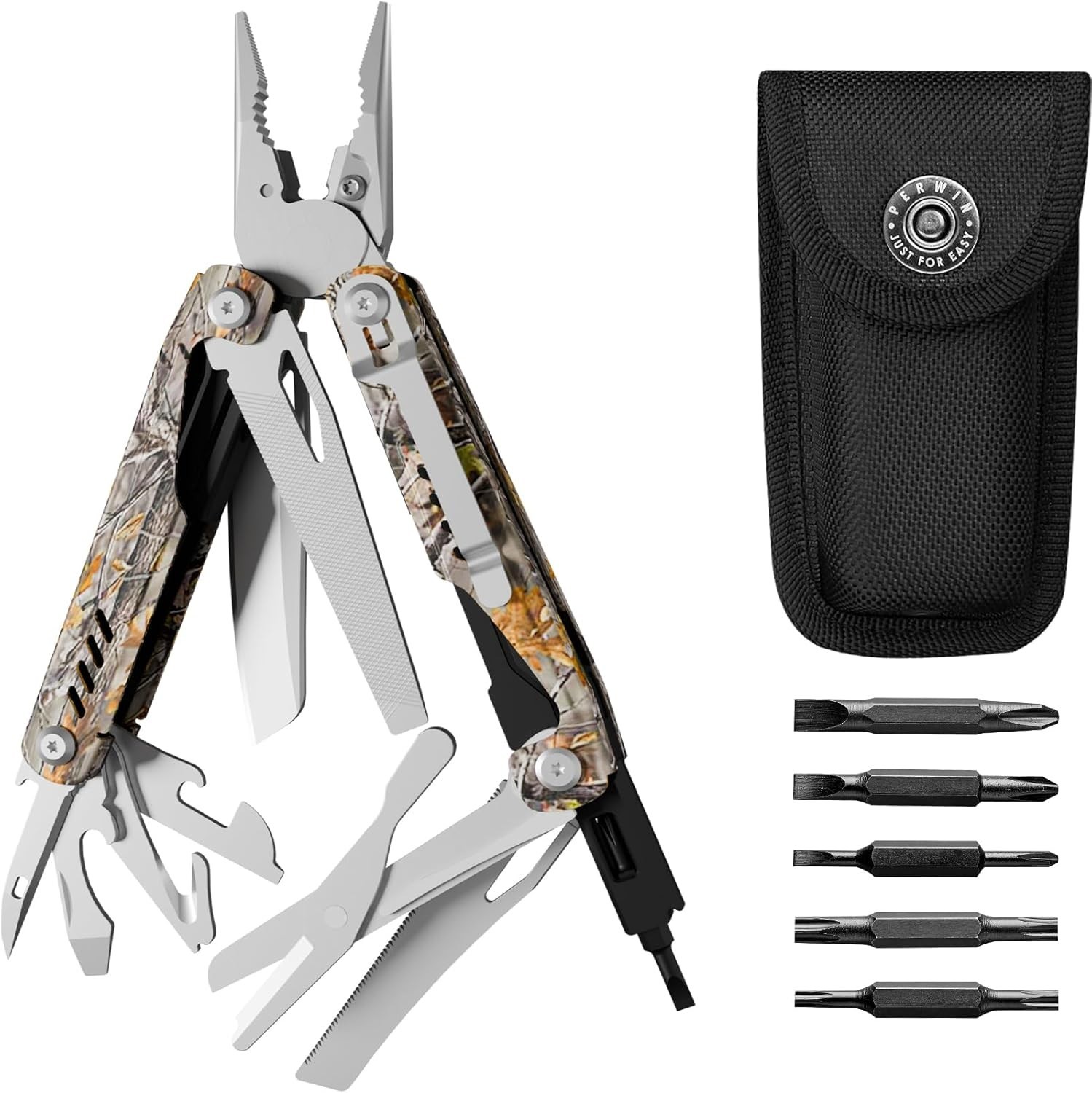 Multitool 17-in-1 Stainless Steel Multi Tool Pliers W/ Self-Locking Pocket Knife