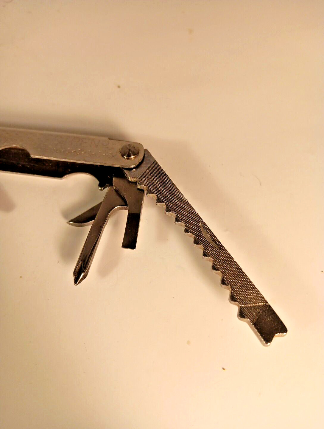 Stren Stainless Steel Multi Tool w Leather Belt Sheath Folding Pliers Rare