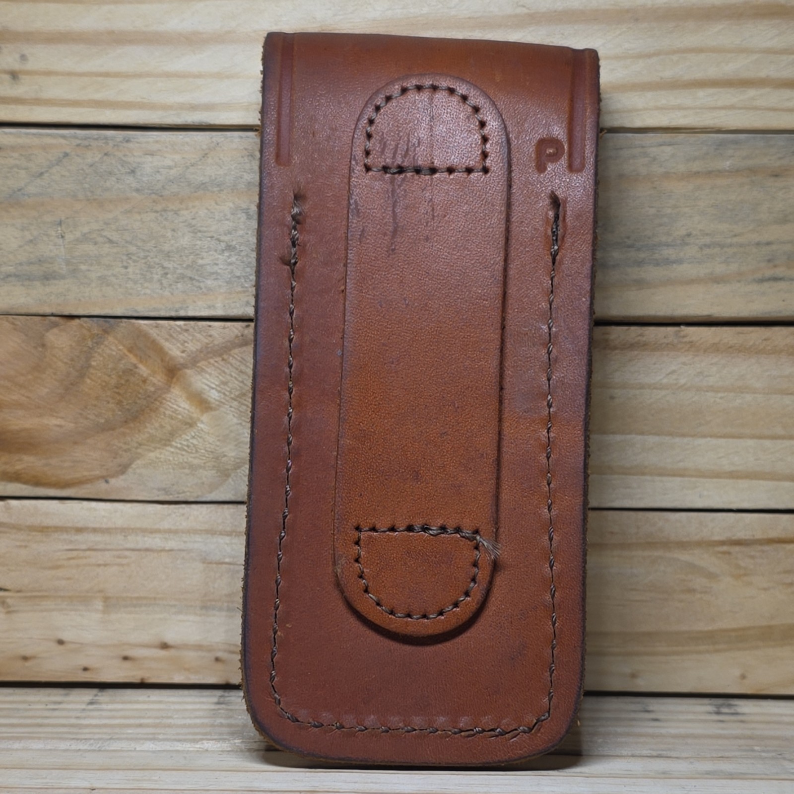 Vintage Schrade Brown Leather Belt Sheath Pouch w/ Snap Closure for Tool Carry