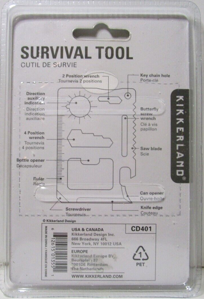 Kikkerland Survival Tool with Pouch – New in Package