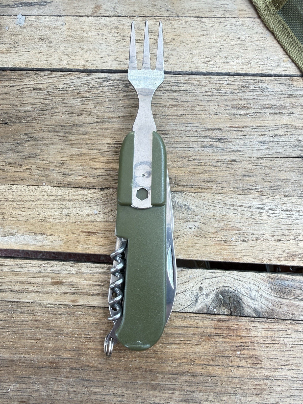 Lot of 2 Camping Utensil Multi-Tools Folding Spoon Fork Knife Corkscrew Hiking