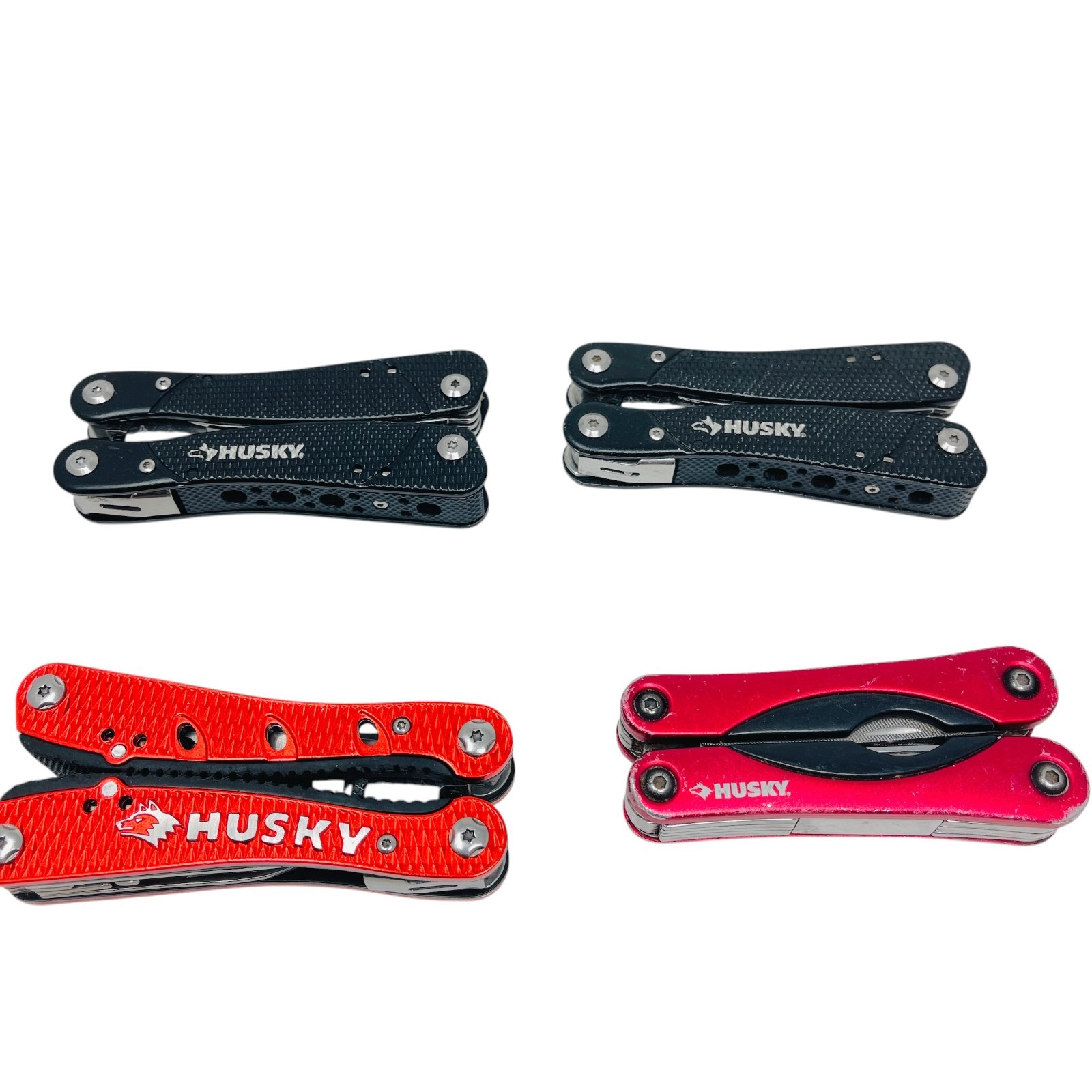 Husky MultiTool Professional Folding Pliers Set Stainless, Black Red, 4 Pcs