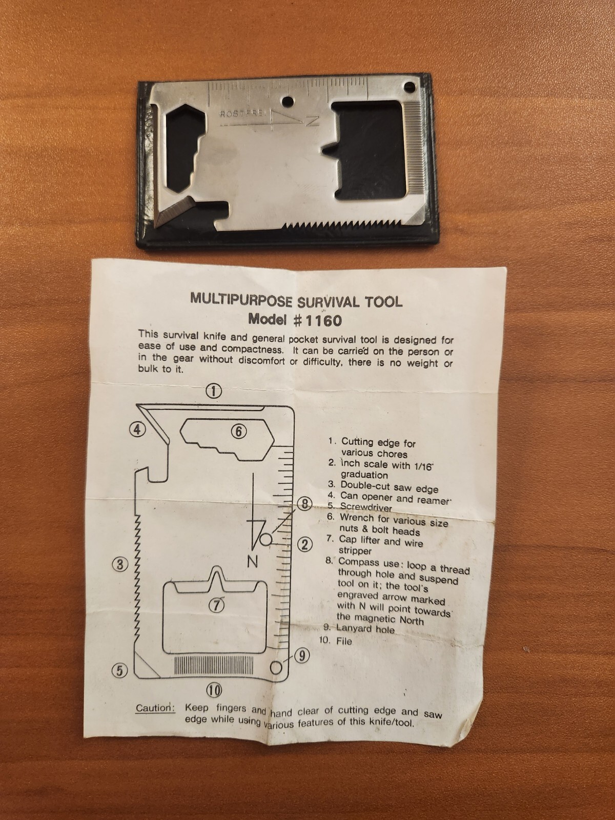 Rostfrei Multipurpose Pocket Survival Tool Stainless Steel + Case Instructions
