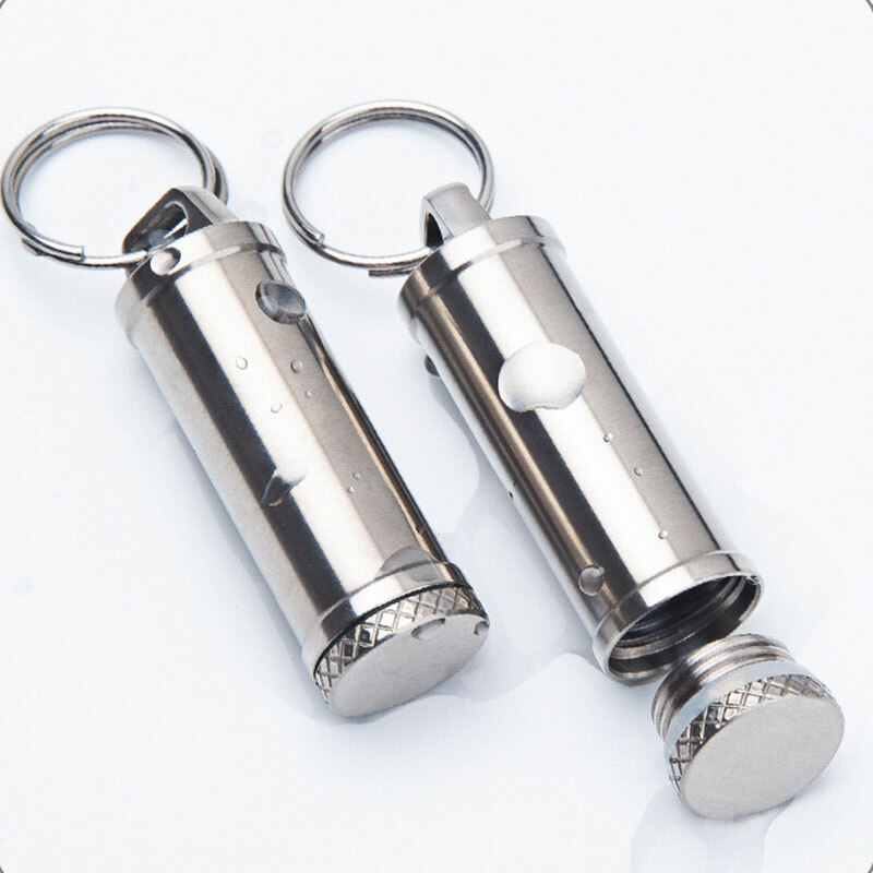 EDC Titanium Alloy Keychain Waterproof Box Sealed Container Outdoor Storage Tool