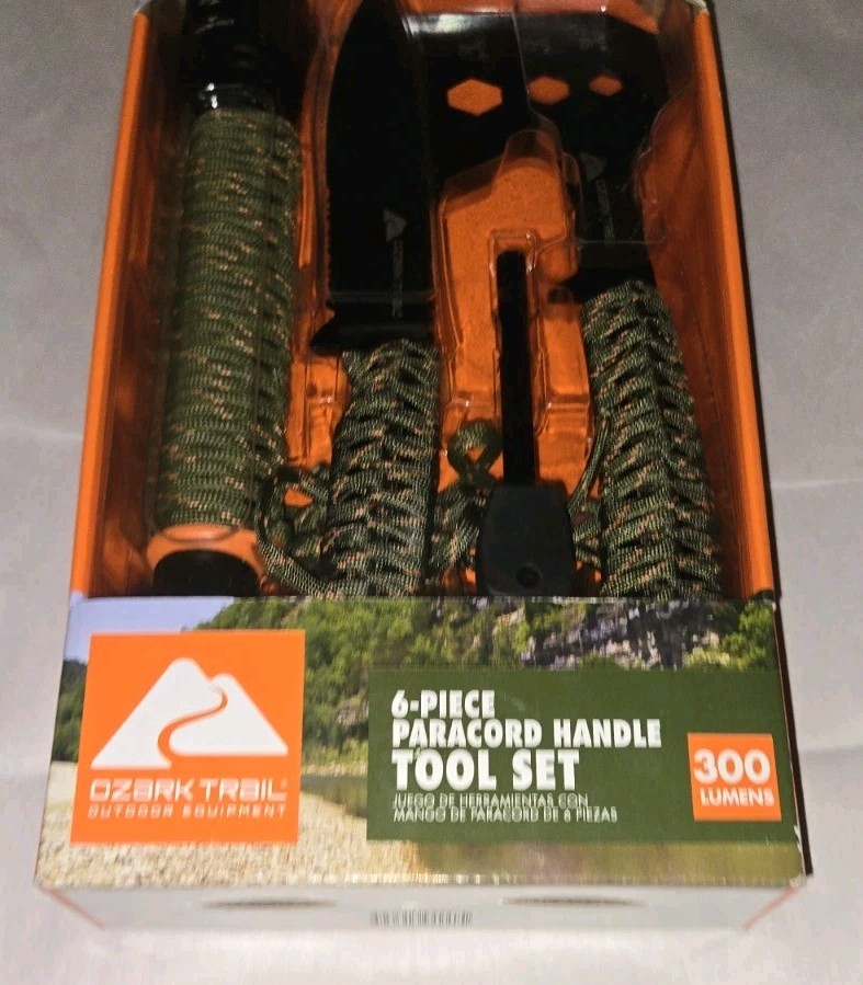 New Ozark Trail 6 Piece ParaCord Handle Tool Set 300 Lumens Unopened