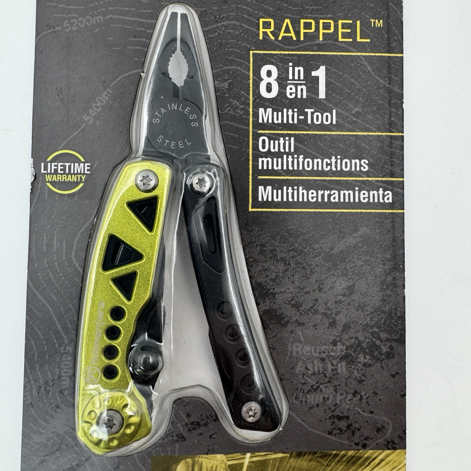 Kilimanjaro Rappel 8 In 1 Multi-Tool Knife, Pliers, Screwdriver, Hiking Tool