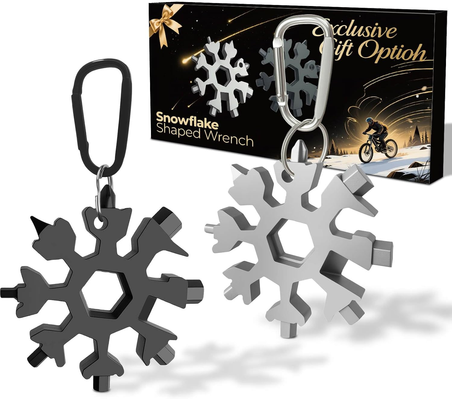 18-In-1 Snowflake Multi Tool for Men, Stainless Steel Pocket Multitool Keychain