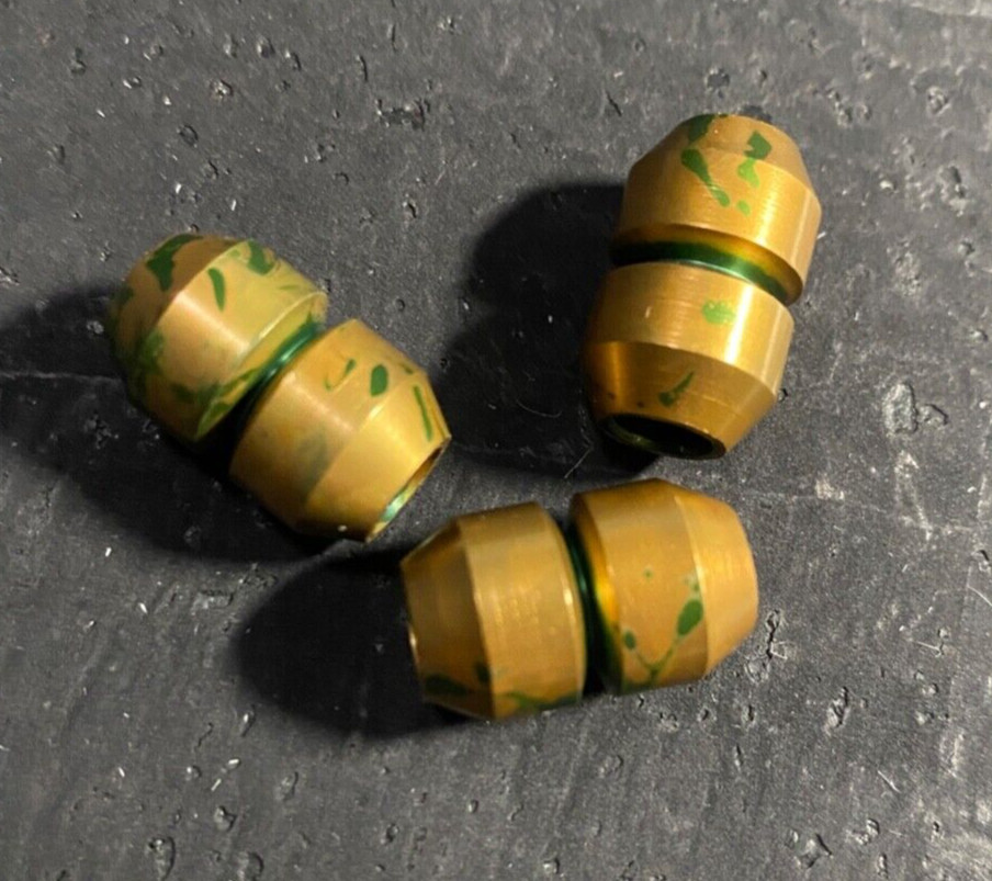 EDC Knife Tool Paracord Beads Aluminum Alloy Gold w/ Green Blood Splatter Zombie