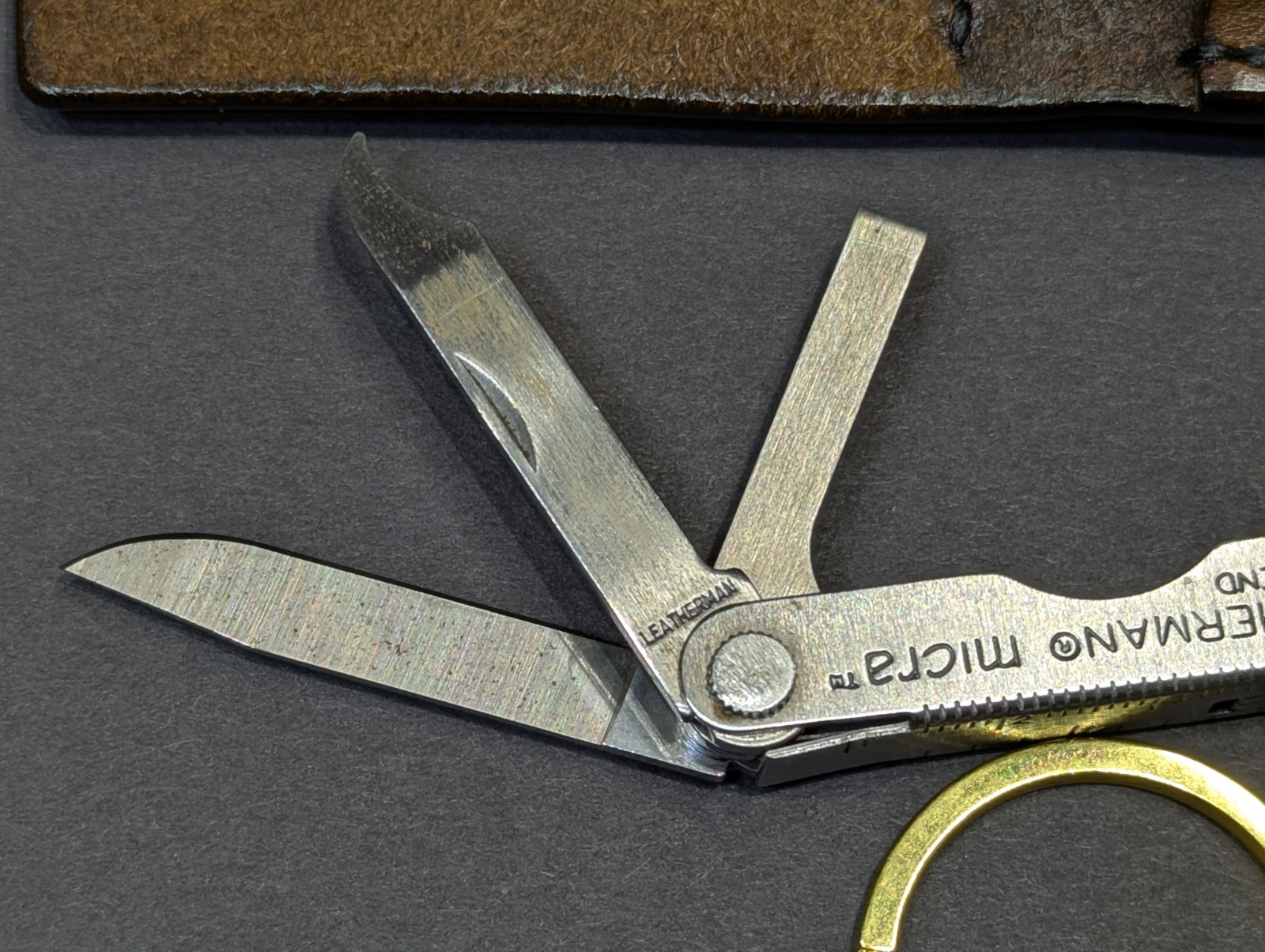 Leatherman Micra Keychain Tool w/ Custom Handmade Leather Holster