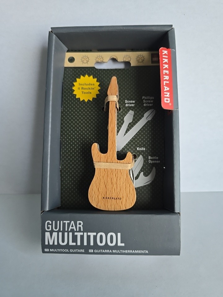 Kikkerland Guitar Shaped Multi Tool 4 in 1 Bottle Opener Screwdriver Knife New